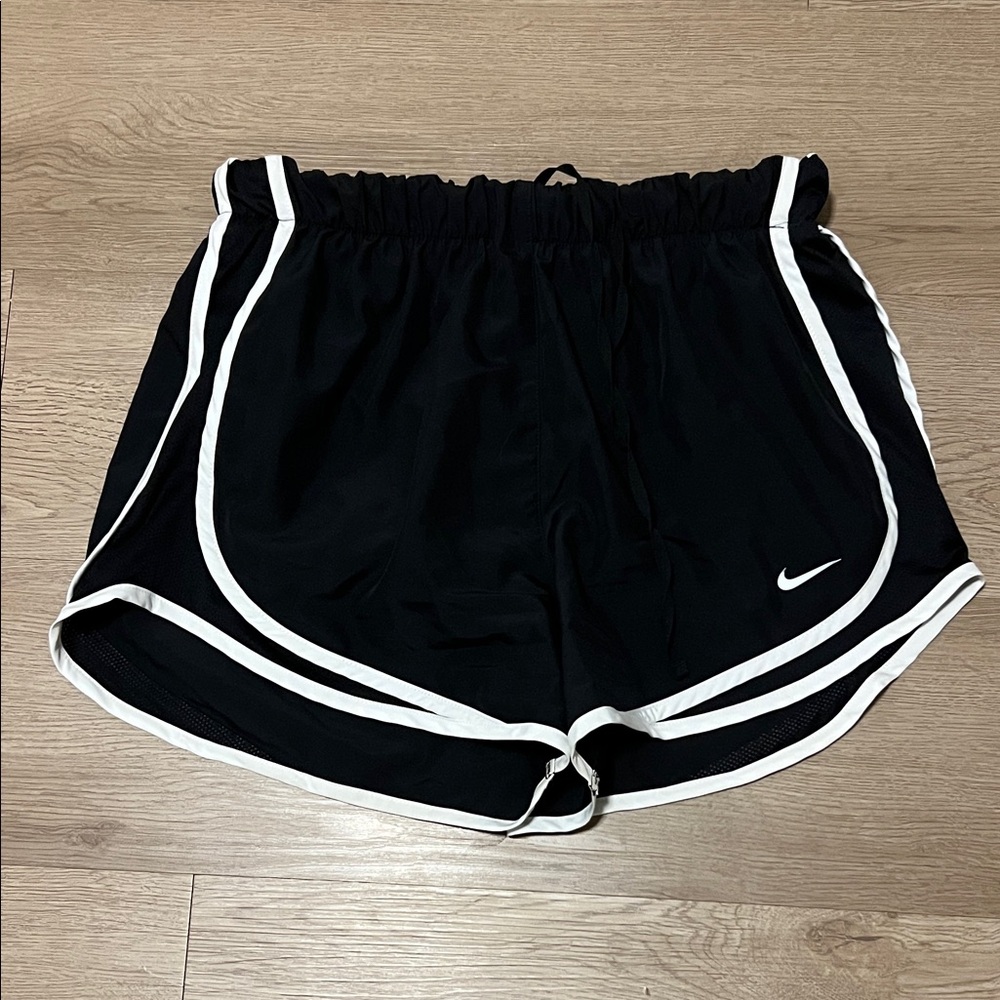 Nike Women's Black and White Athletic Shorts